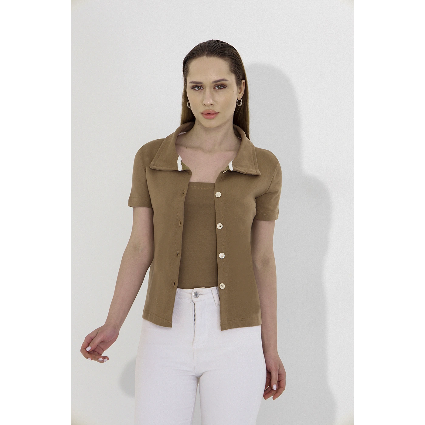 Coffee Bandeau Top + Shirt Set | Montivo Pakistan