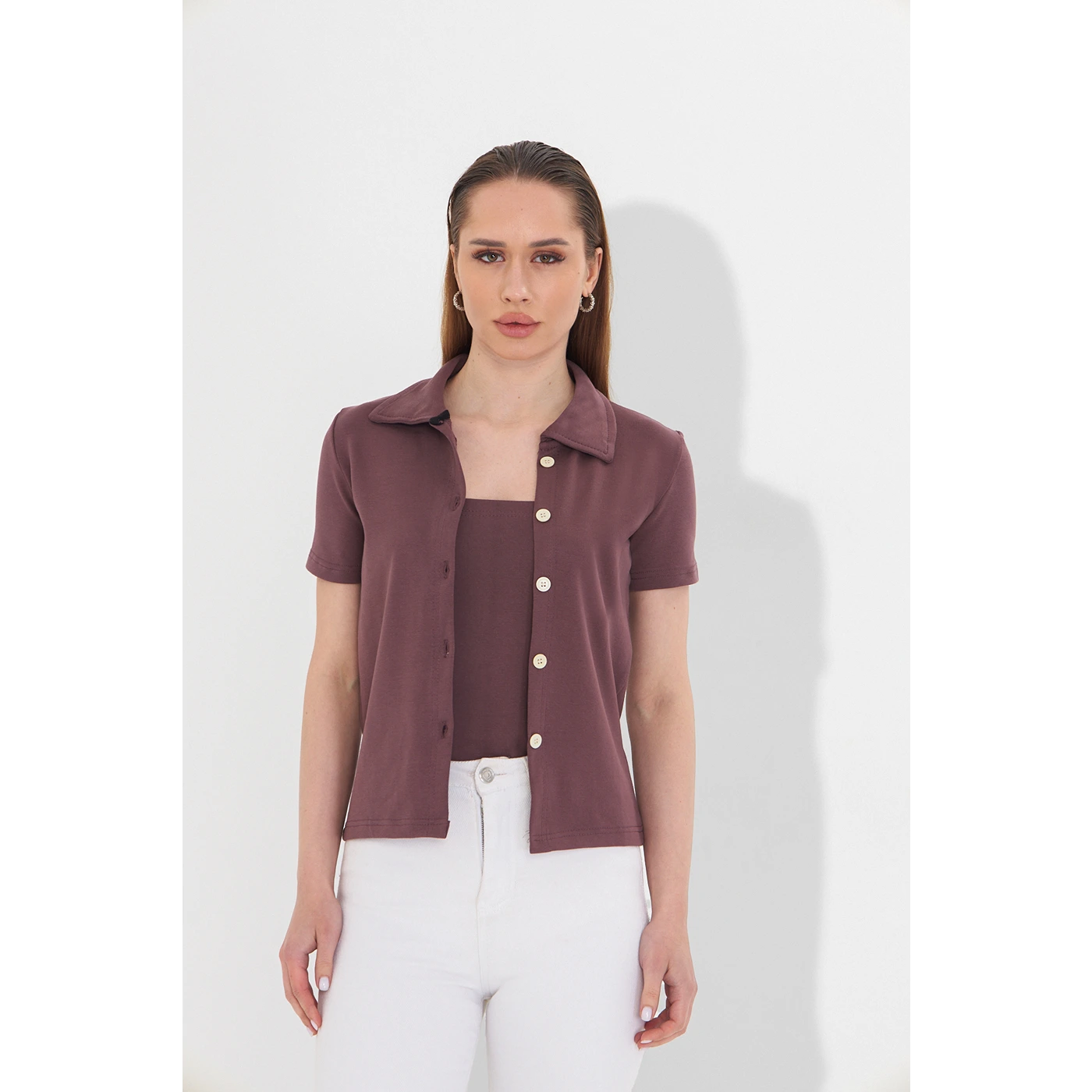 Muave Bandeau Top + Shirt Set | Montivo Pakistan