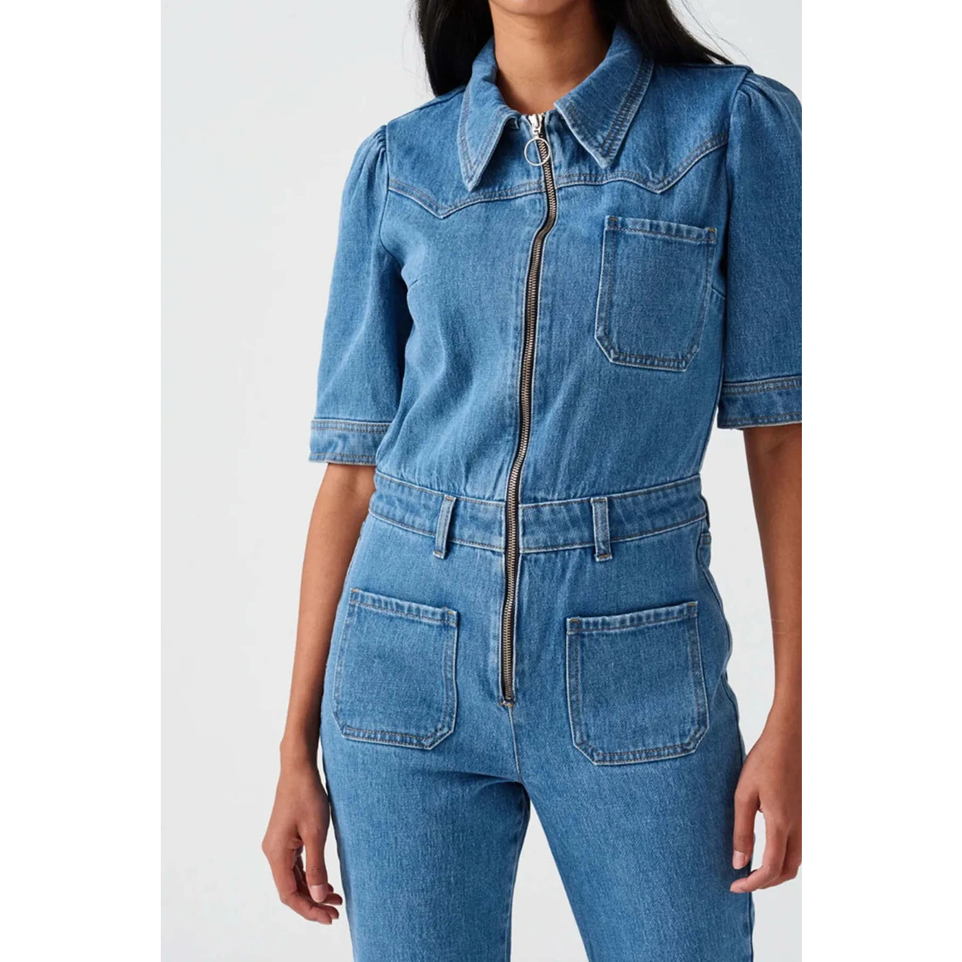 Mid Blue Vintage Denim Jumpsuit | Montivo Pakistan
