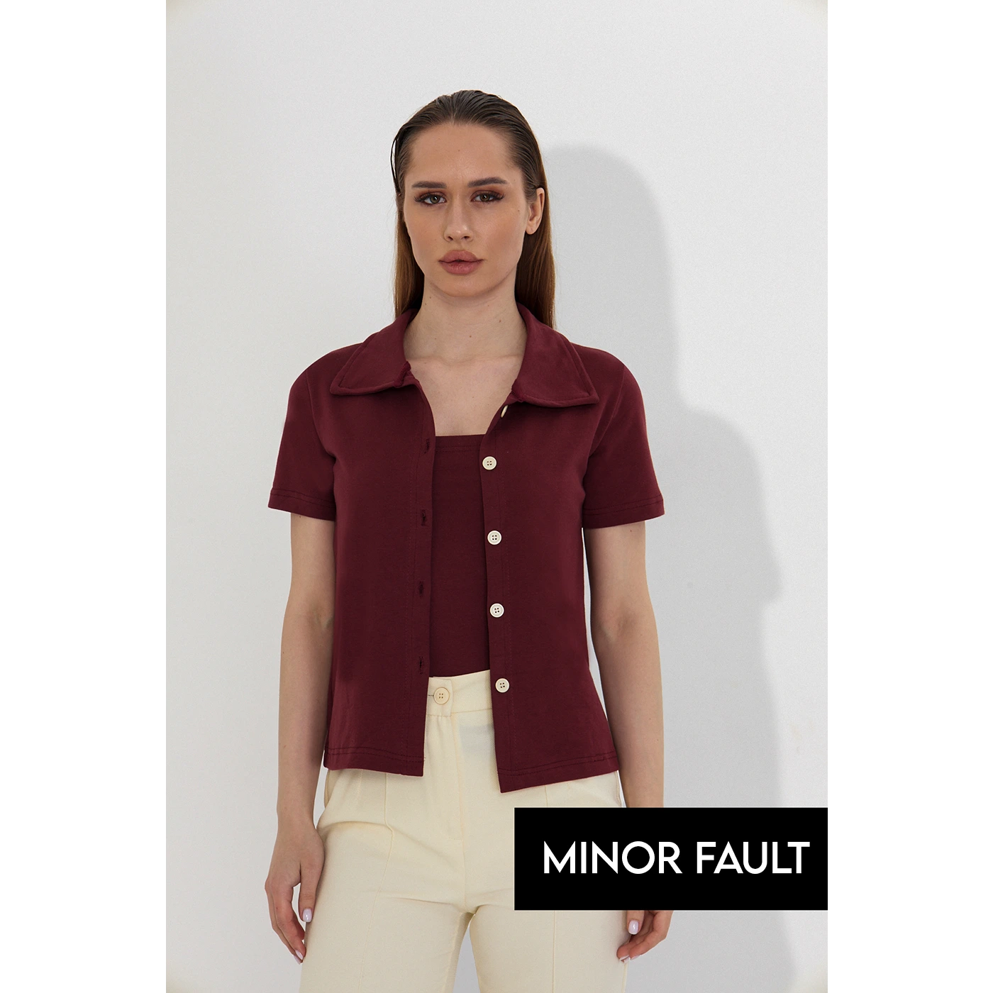 (Minor Fault) Burgundy Button Down Shirt | Montivo Pakistan