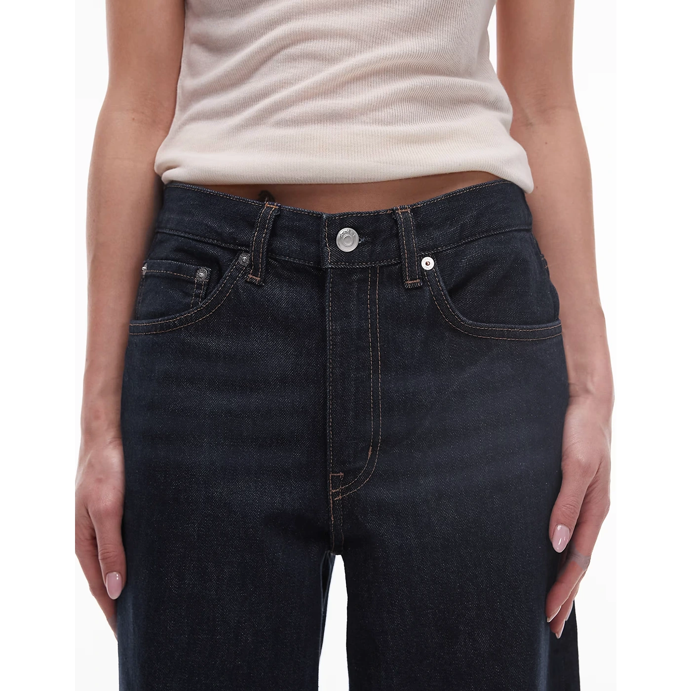Dark Blue Rinse Wash Wide Leg Jeans | Montivo Pakistan