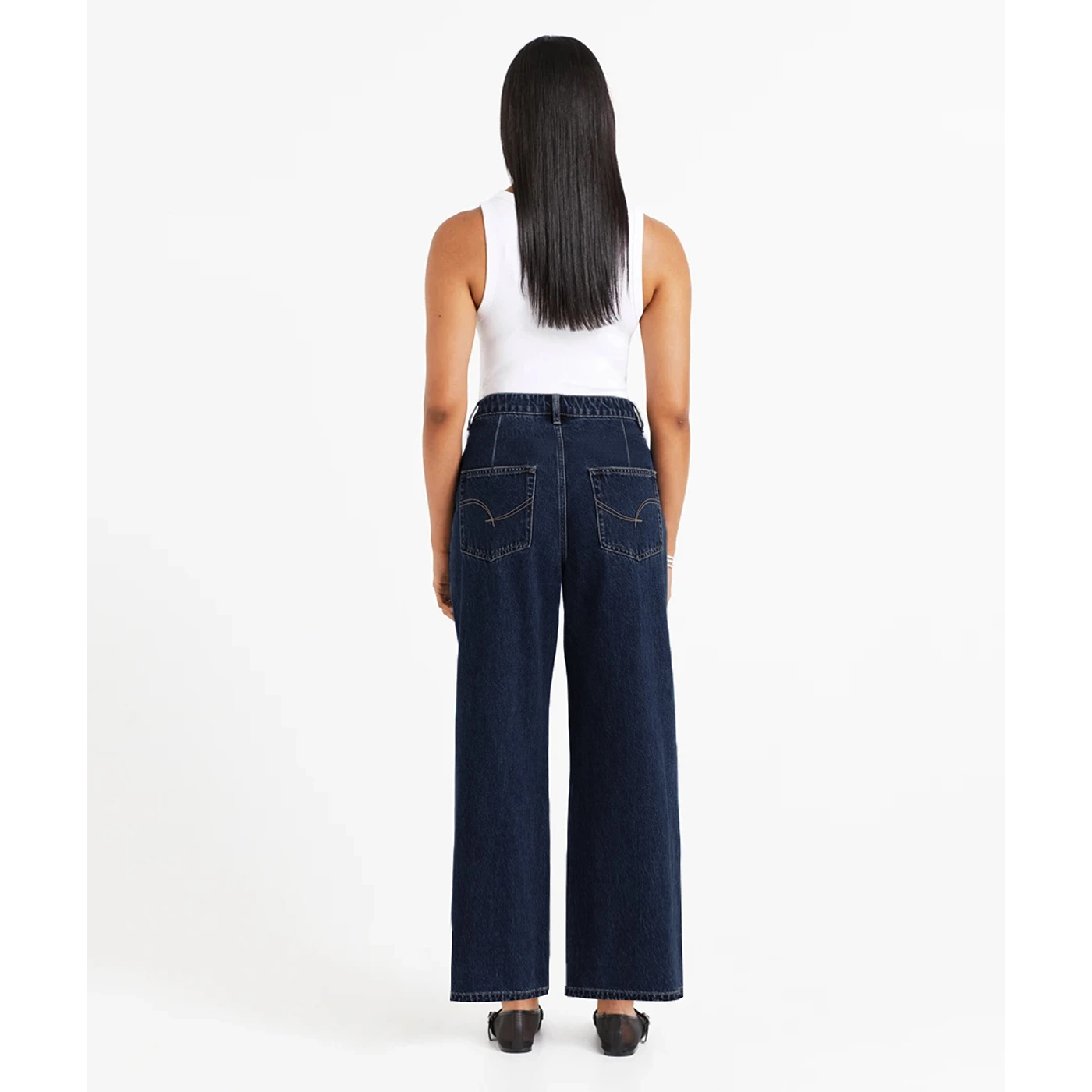 Dark Blue Wide Leg Ankle Jeans | Montivo Pakistan