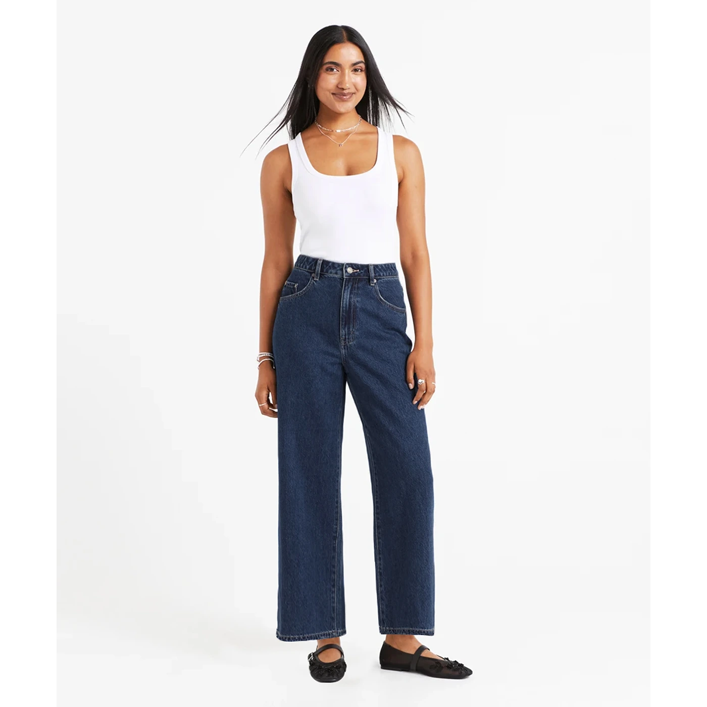 Dark Blue Wide Leg Ankle Jeans | Montivo Pakistan