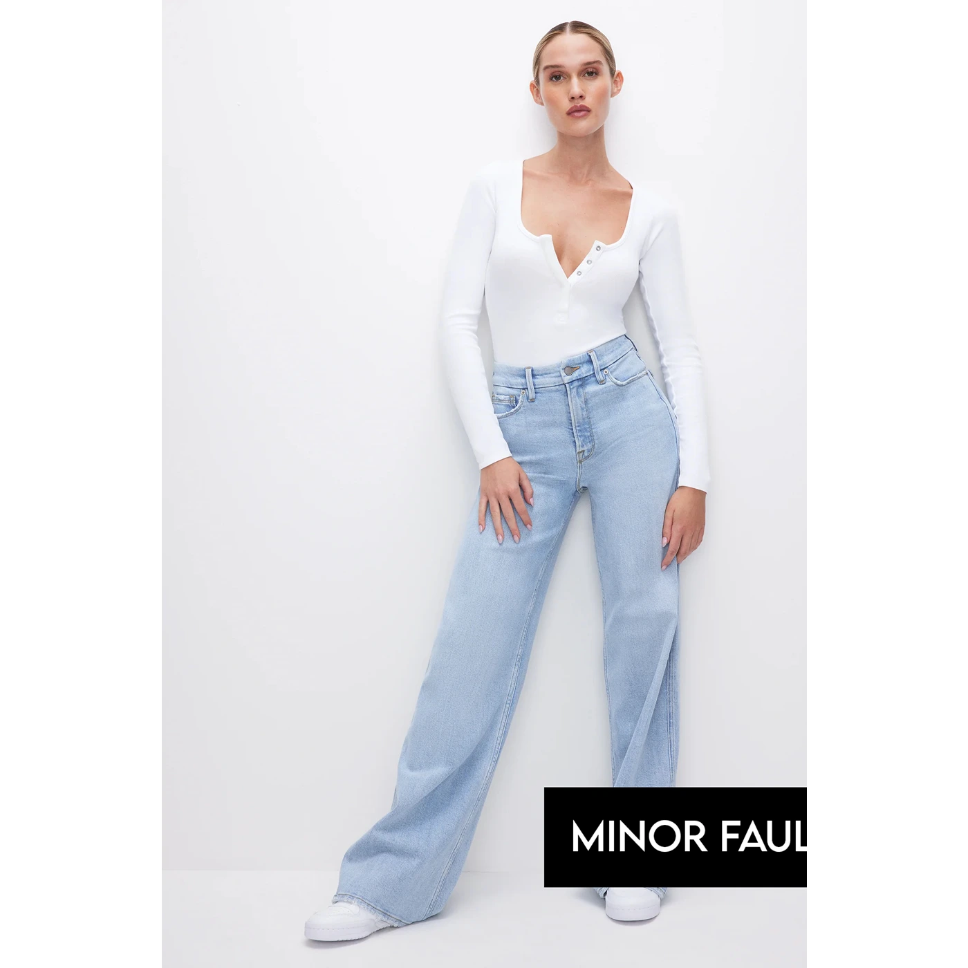 (Minor Fault) Light Blue Skate Wide Leg Jeans | Montivo Pakistan