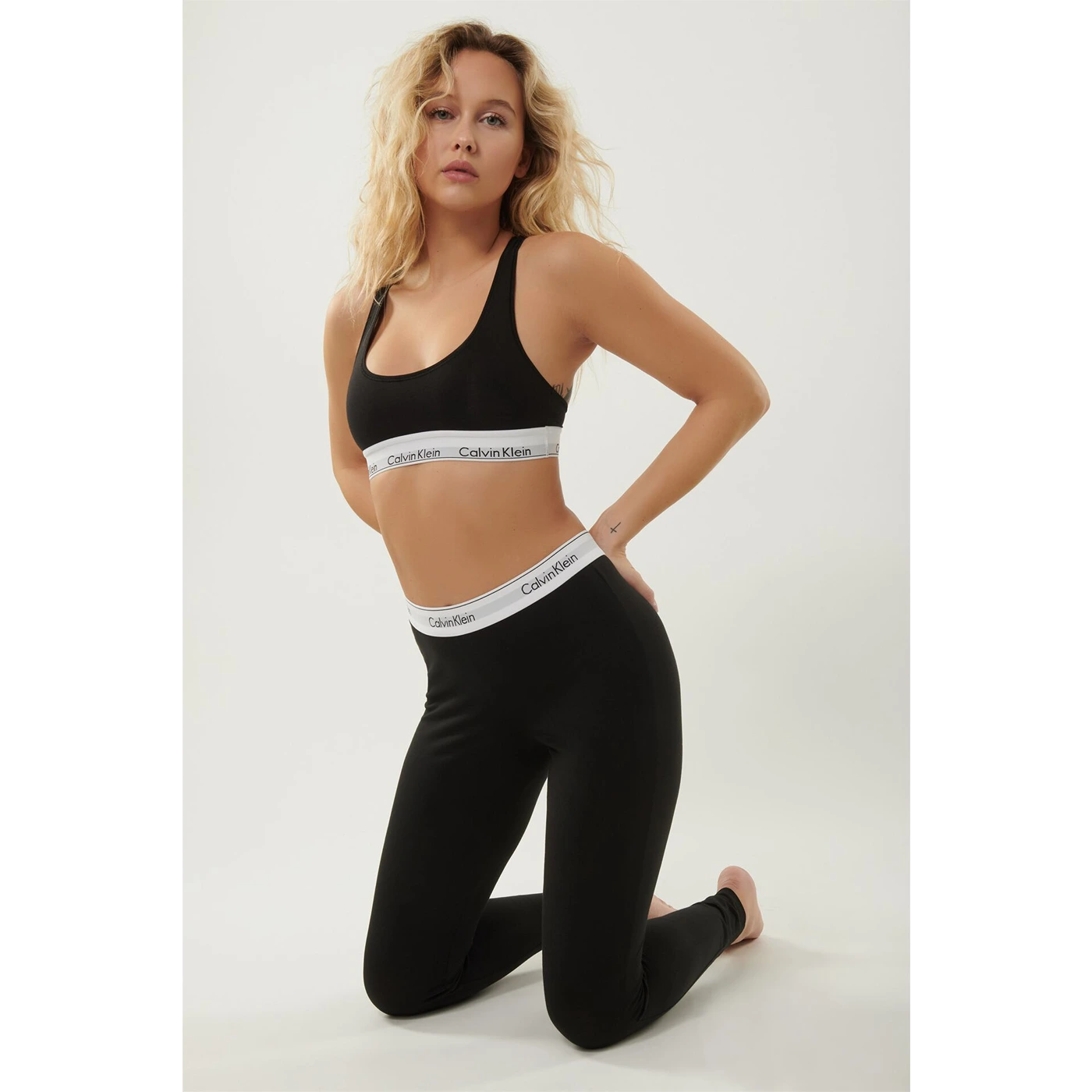 CK Black Leggings + Bra Set | Montivo Pakistan