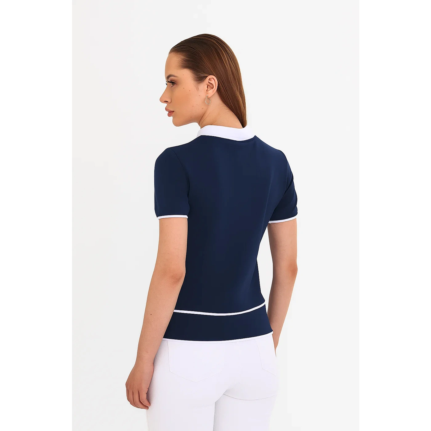 Navy Short-Sleeves Contrast Trim Shirt | Montivo Pakistan