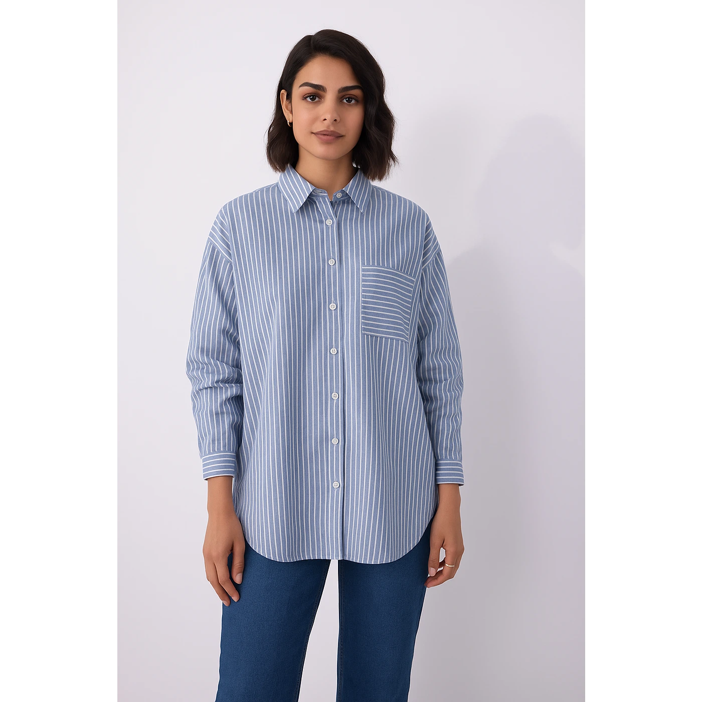 Light Blue Lining Oversized Shirt | Montivo Pakistan