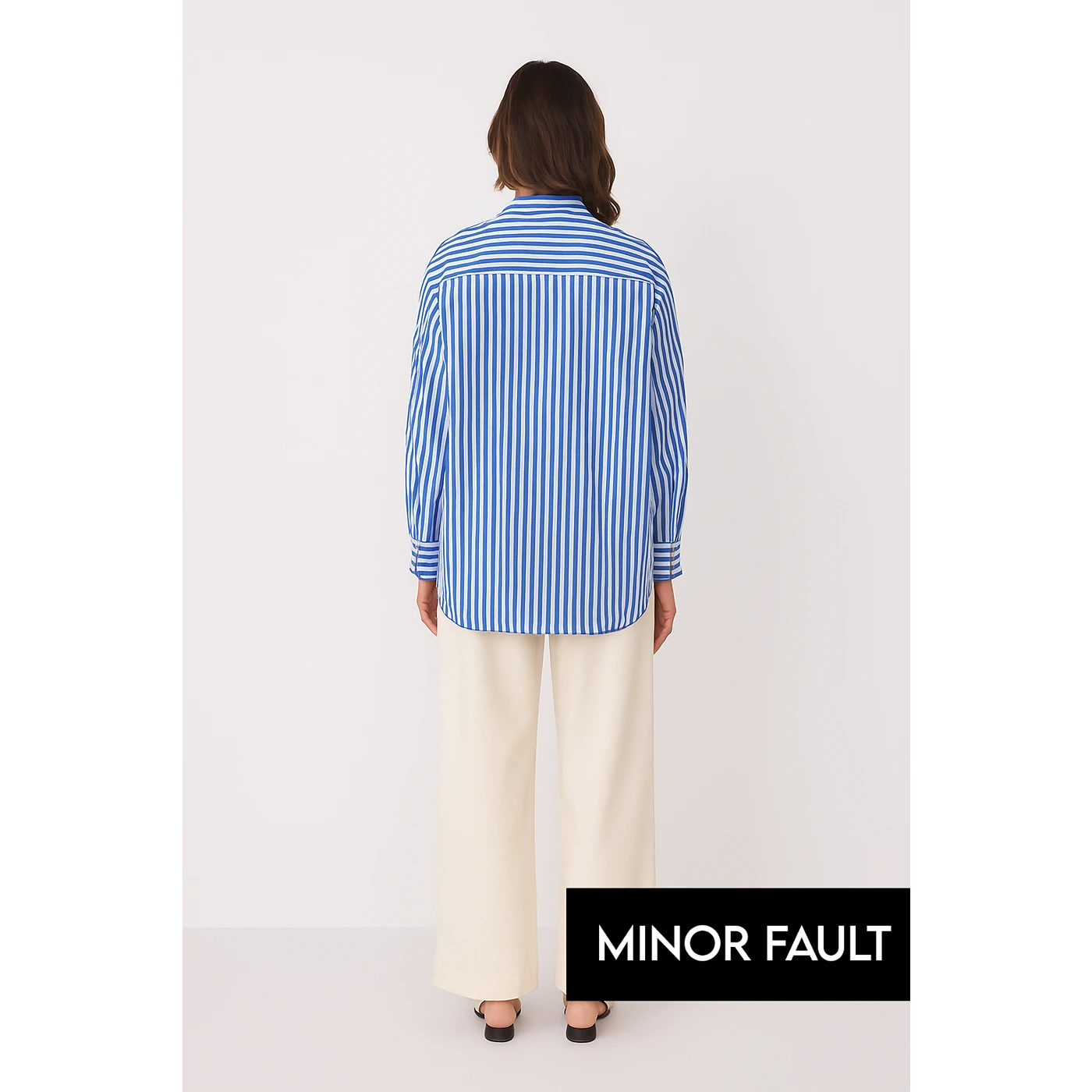 (Minor Fault) Royal Blue Lining Oversized Shirt | Montivo Pakistan