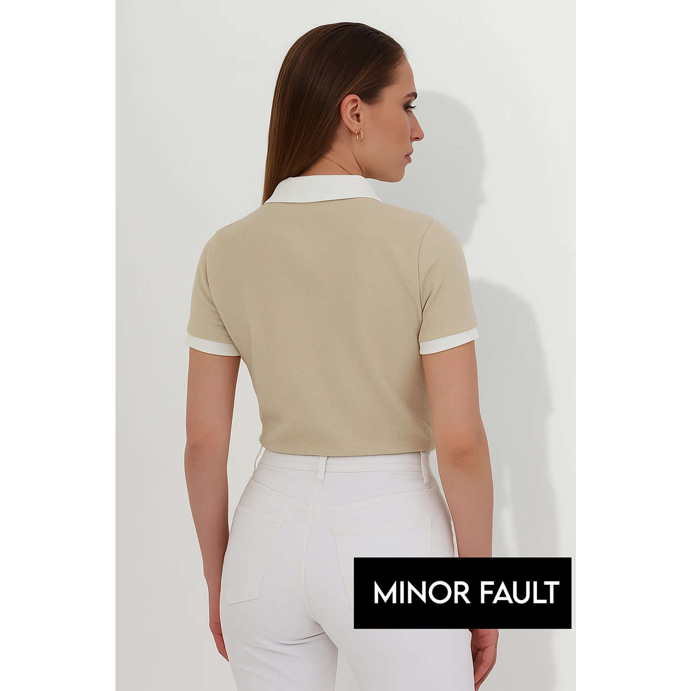 (Minor Fault) Beige Waffle Contrast Textured Polo | Montivo Pakistan