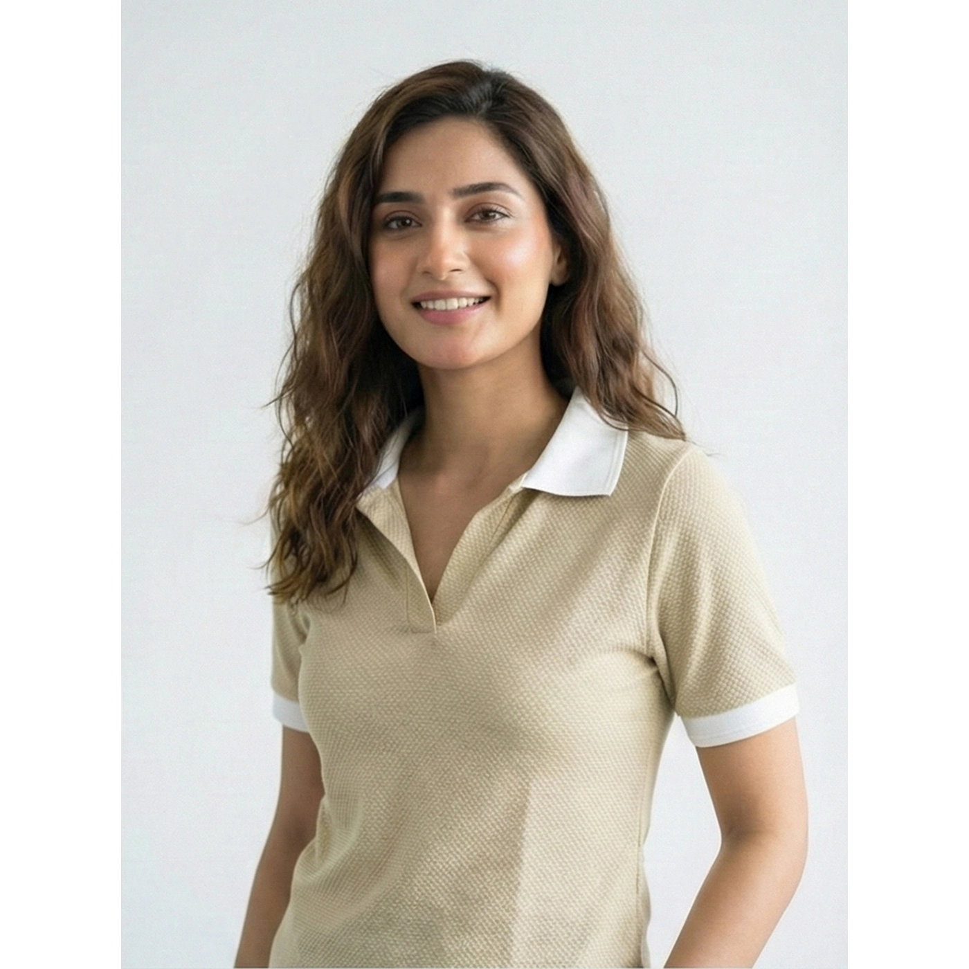 Beige Waffle Contrast Textured Polo | Montivo Pakistan