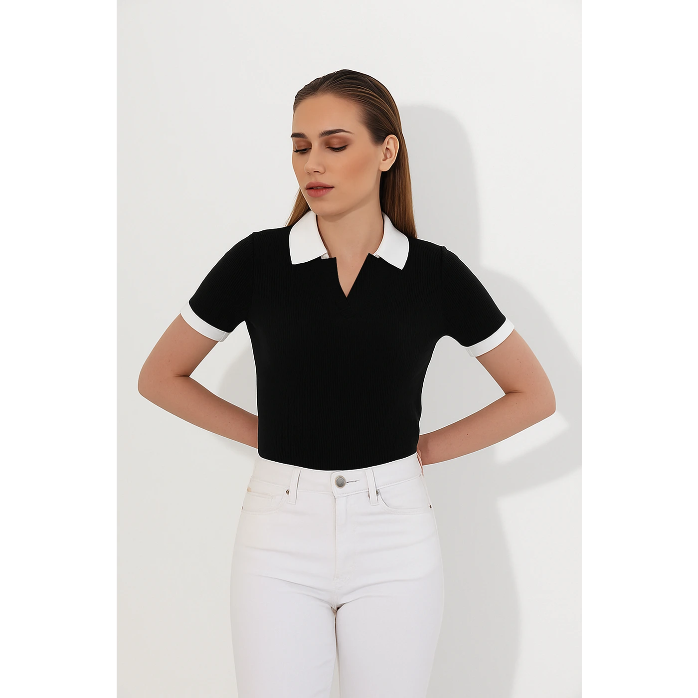 Black Drop Needle Contrast Polo | Montivo Pakistan