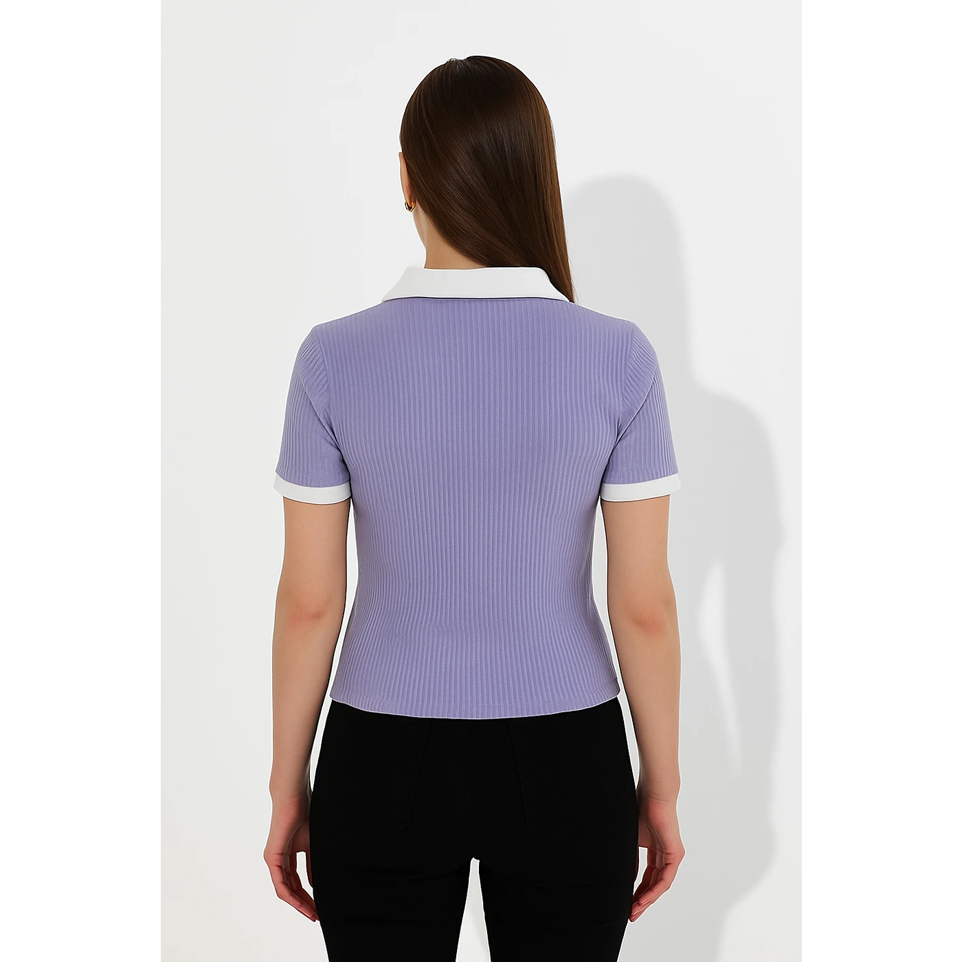 Lilac Drop Needle Contrast Polo | Montivo Pakistan