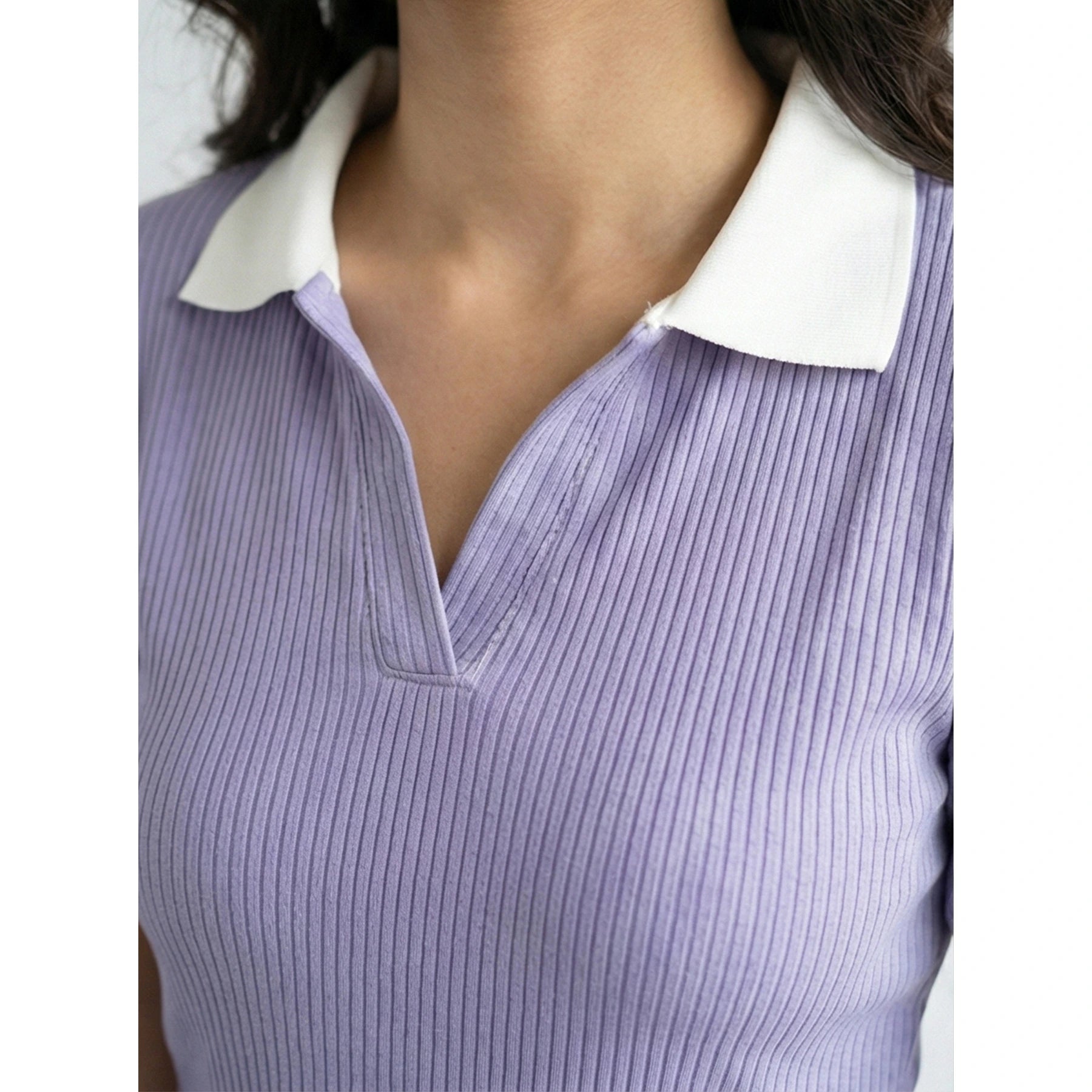 Lilac Drop Needle Contrast Polo | Montivo Pakistan