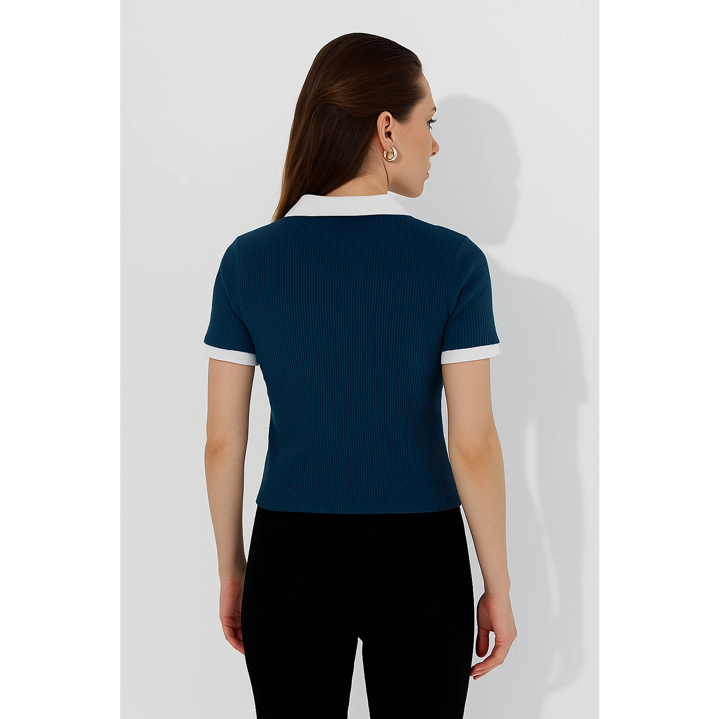 Teal Blue Waffle Contrast Textured Polo | Montivo Pakistan