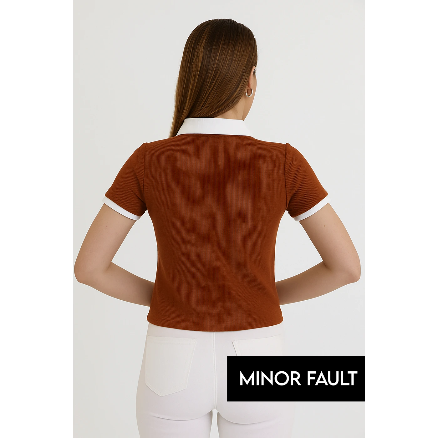(Minor Fault) Rust Waffle Contrast Textured Polo | Montivo Pakistan