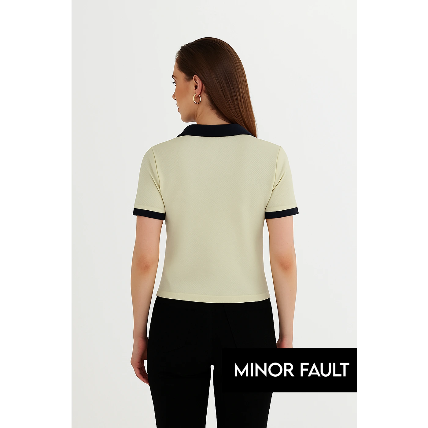 (Minor Fault) Light Yellow Waffle Contrast Textured Polo | Montivo Pakistan