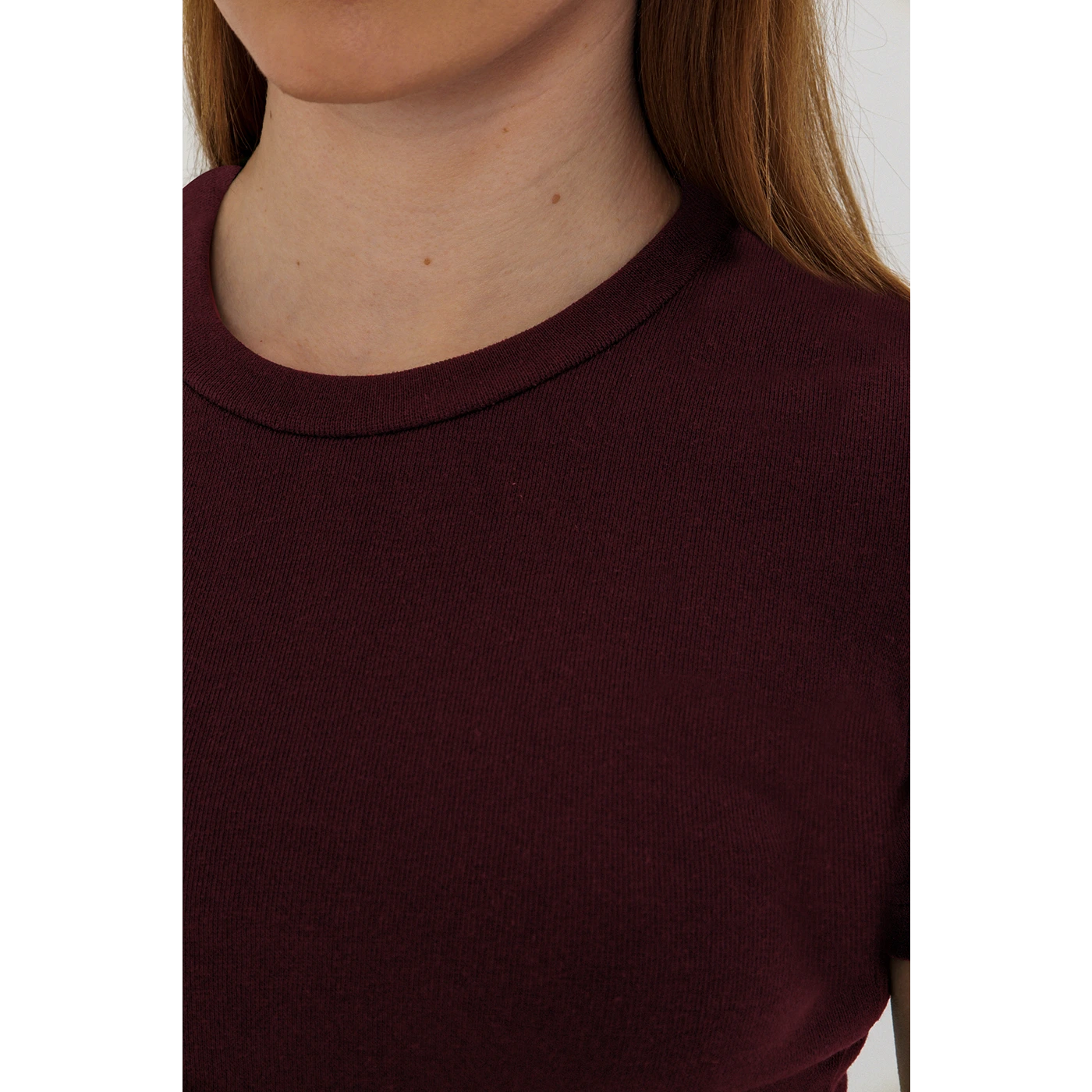 Burgundy Ribbed Fitted Tshirt | Montivo Pakistan