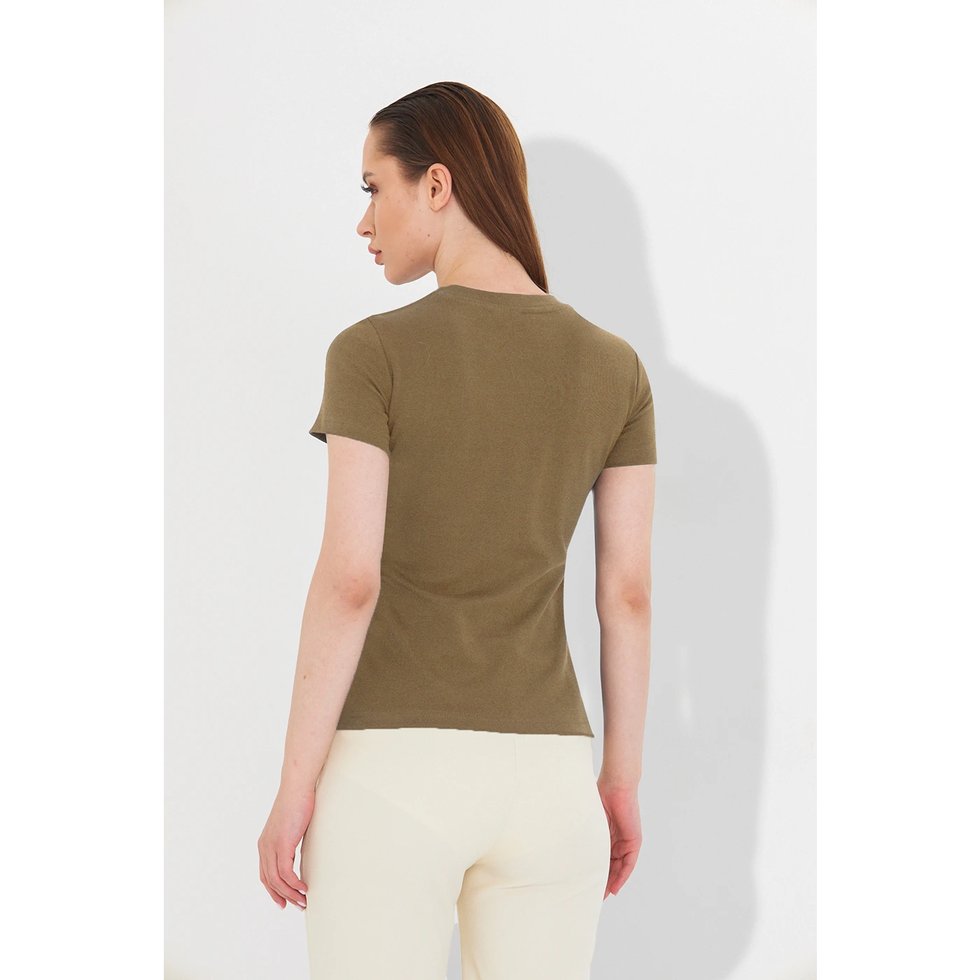 Coffee Ribbed Fitted Tshirt | Montivo Pakistan