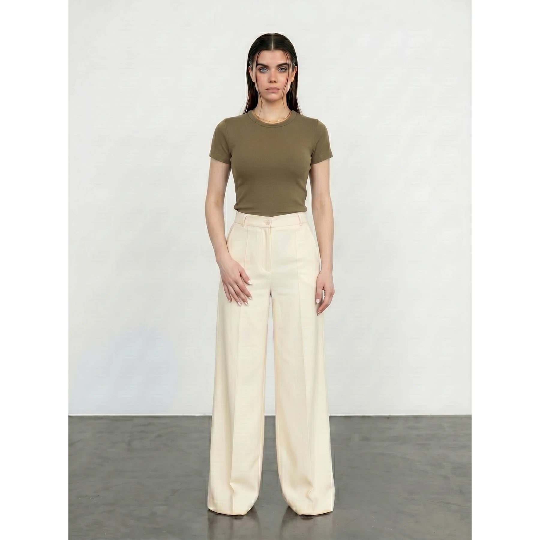 Coffee Ribbed Fitted Tshirt | Montivo Pakistan