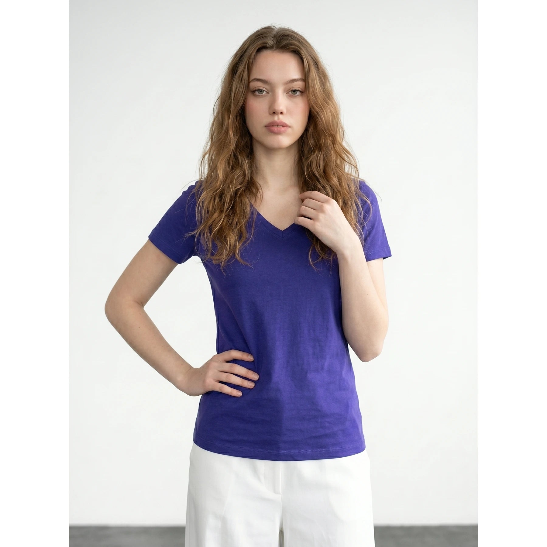 Violet V-Neck Slim Fit Tshirt | Montivo Pakistan