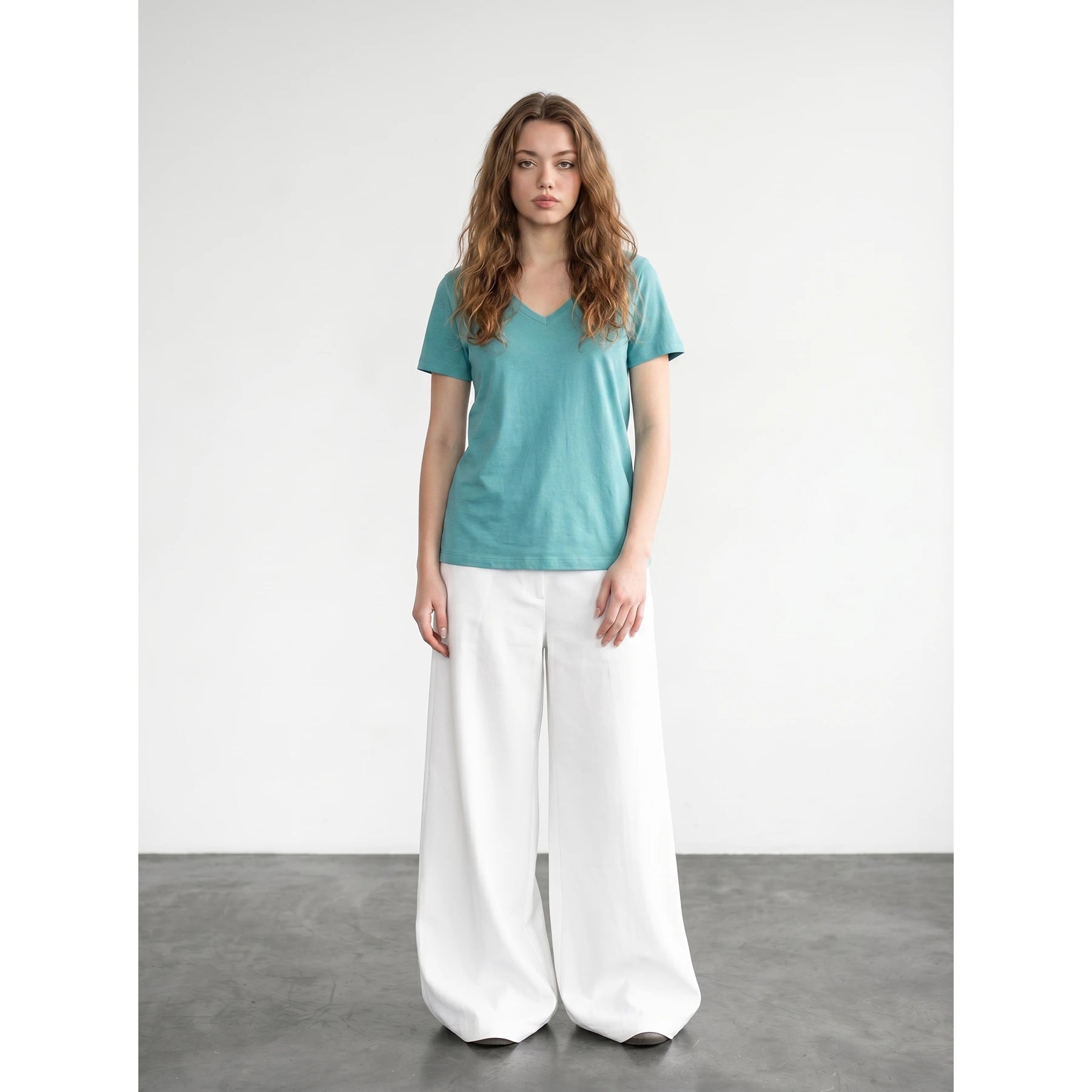 Sea Green V-Neck Slim Fit Tshirt | Montivo Pakistan
