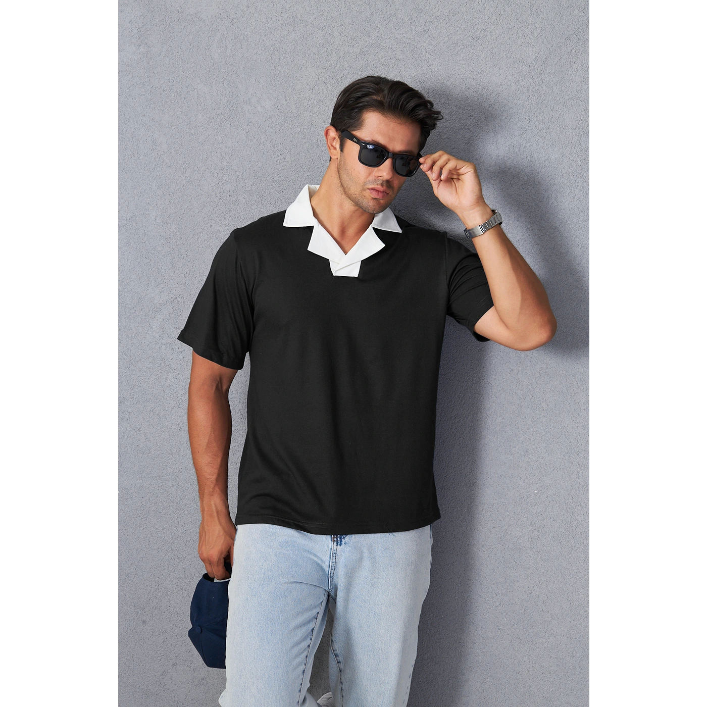 Black Contrast Collar Regular Fit Polo | Montivo Pakistan