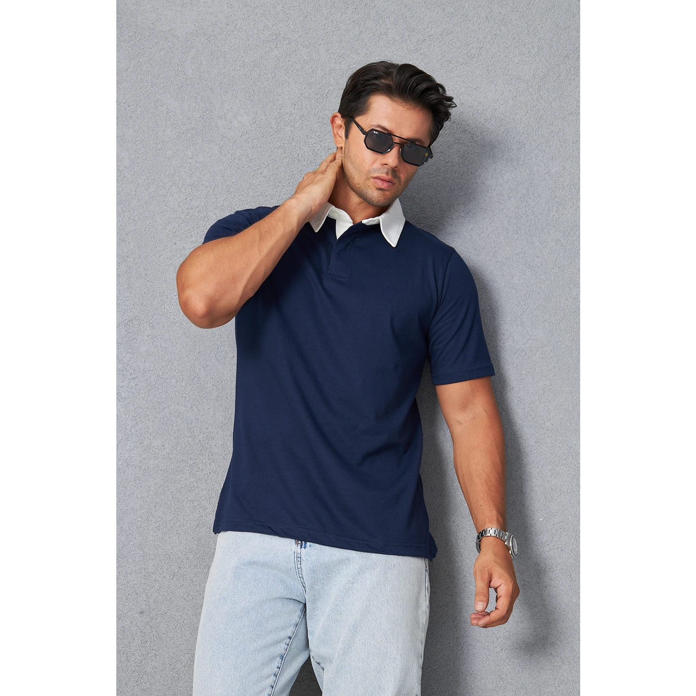 Navy Double Placket Regular Fit Polo | Montivo Pakistan