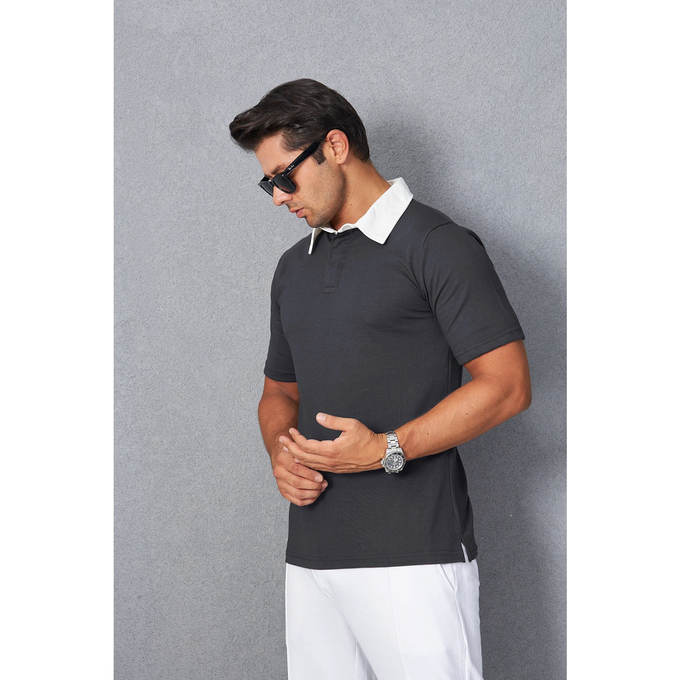Steel Grey Double Placket Regular Fit Polo | Montivo Pakistan