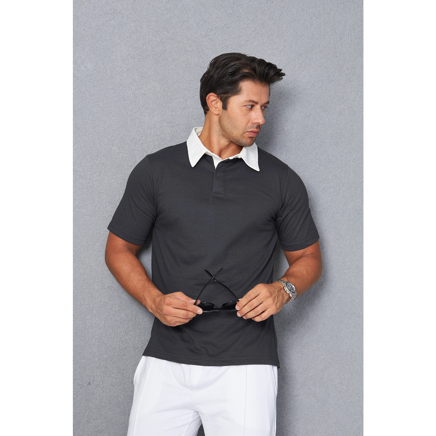 Steel Grey Double Placket Regular Fit Polo | Montivo Pakistan