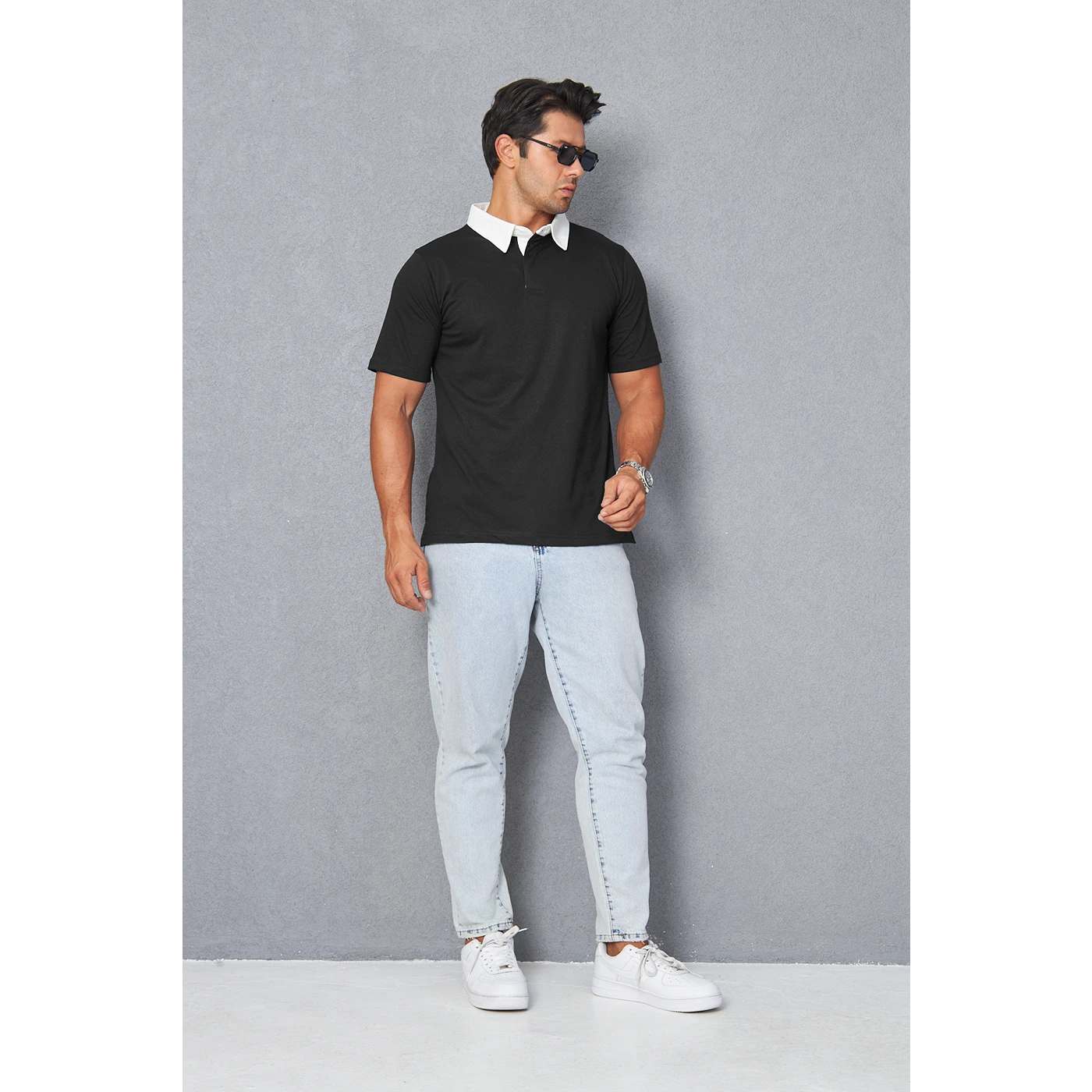 Black Double Placket Regular Fit Polo | Montivo Pakistan