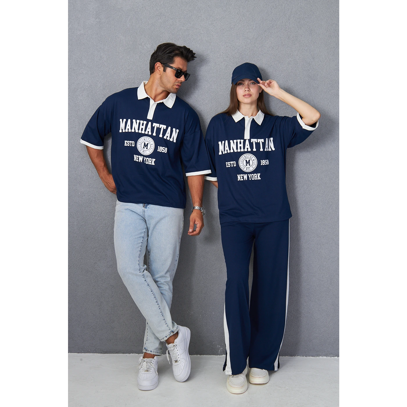 Navy Manhattan Unisex Oversized Polo | Montivo Pakistan