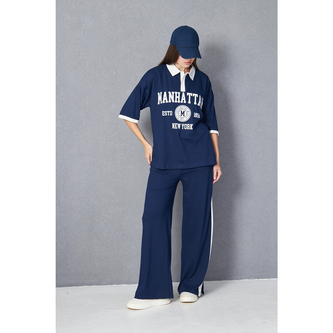 Navy Manhattan Unisex Oversized Polo | Montivo Pakistan