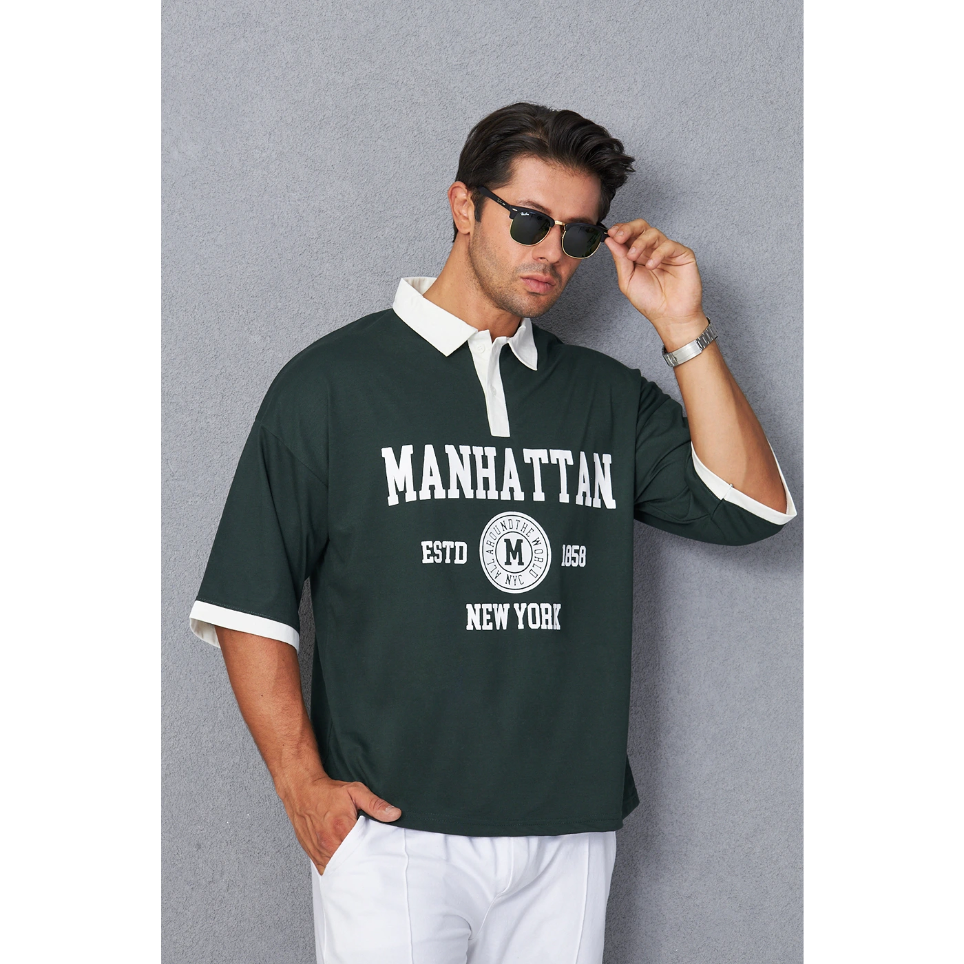 Green Manhattan Unisex Oversized Polo | Montivo Pakistan