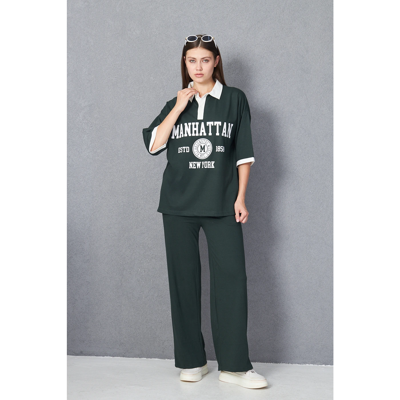 Green Manhattan Unisex Oversized Polo | Montivo Pakistan