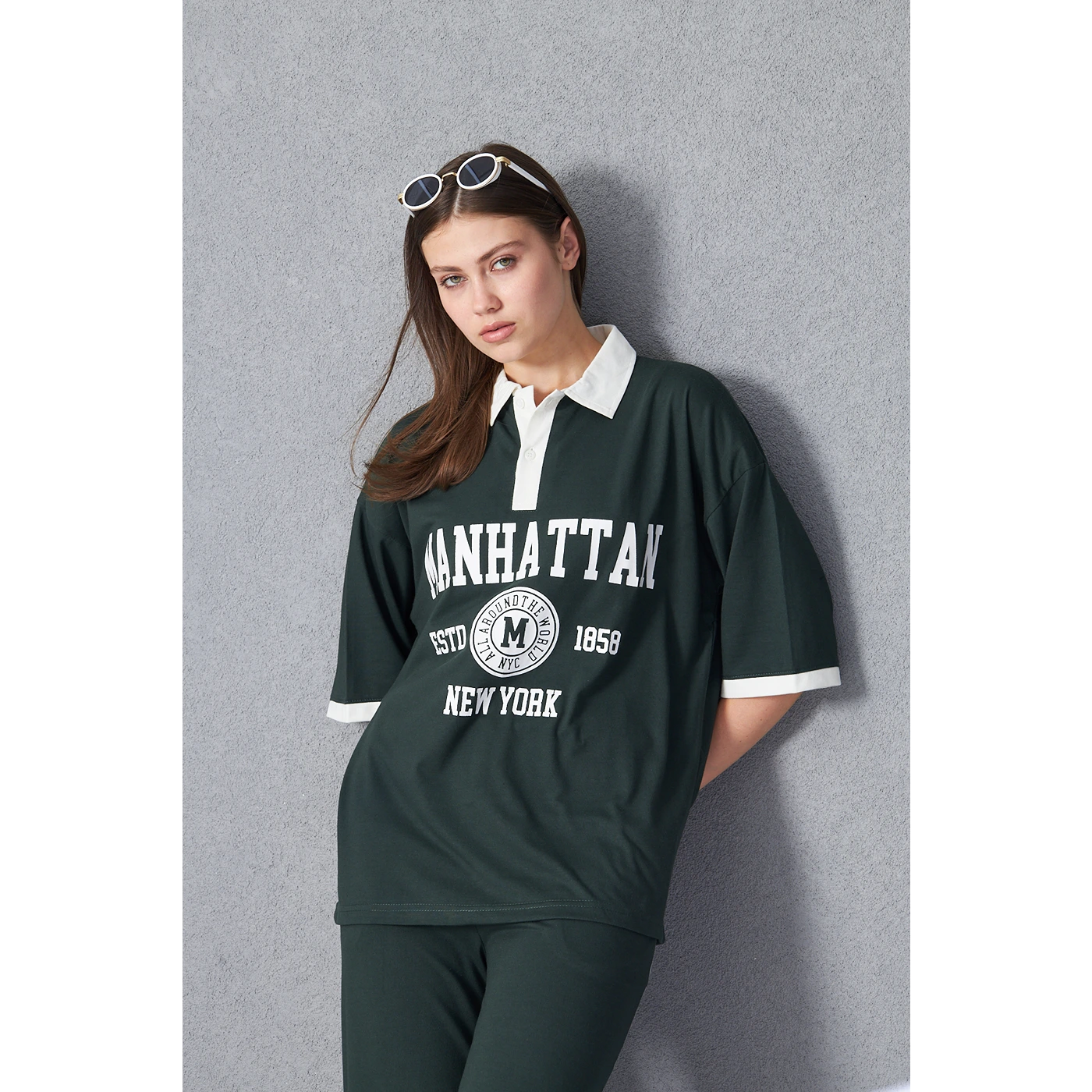 Green Manhattan Unisex Oversized Polo | Montivo Pakistan