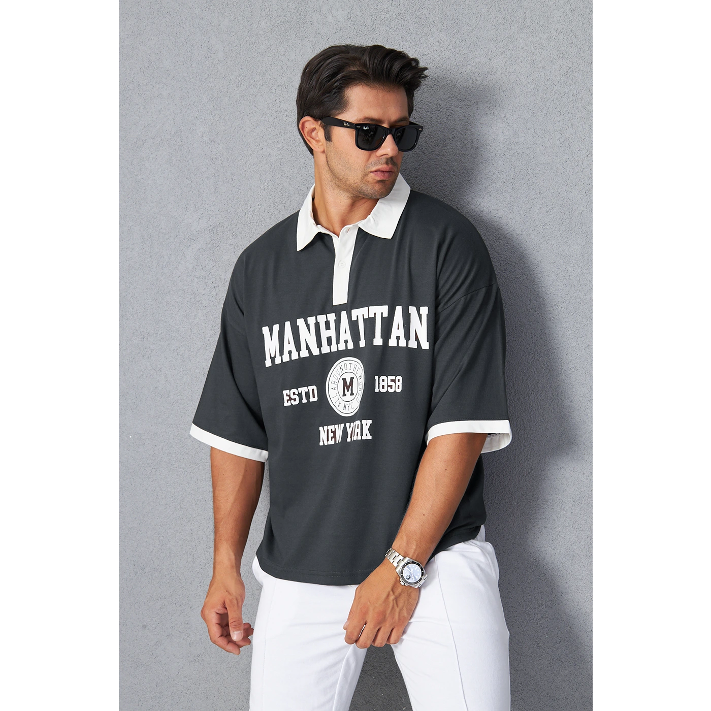 Steel Grey Manhattan Unisex Oversized Polo | Montivo Pakistan