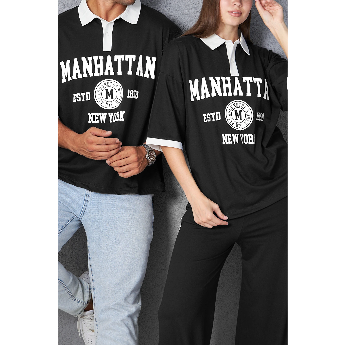 Black Manhattan Unisex Oversized Polo | Montivo Pakistan