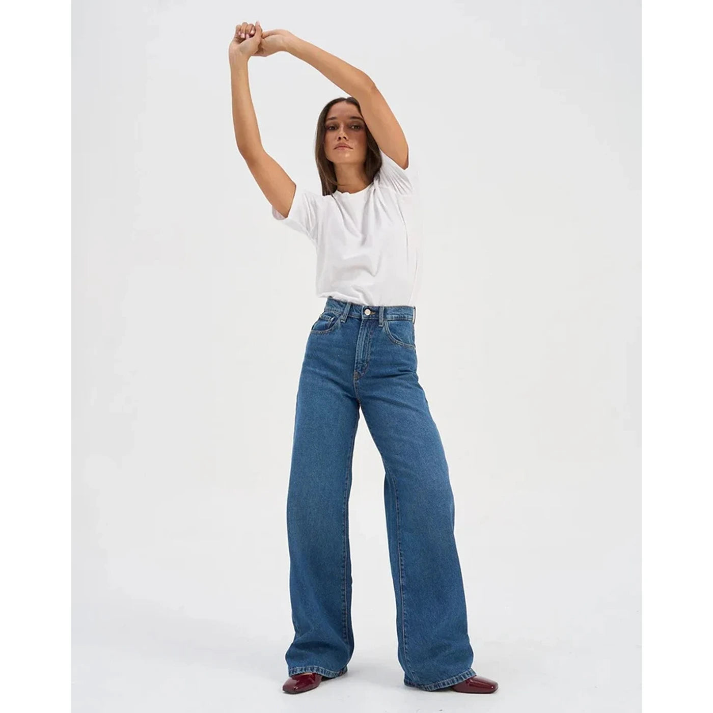 Mid Blue Wide Leg Jeans | Montivo Pakistan