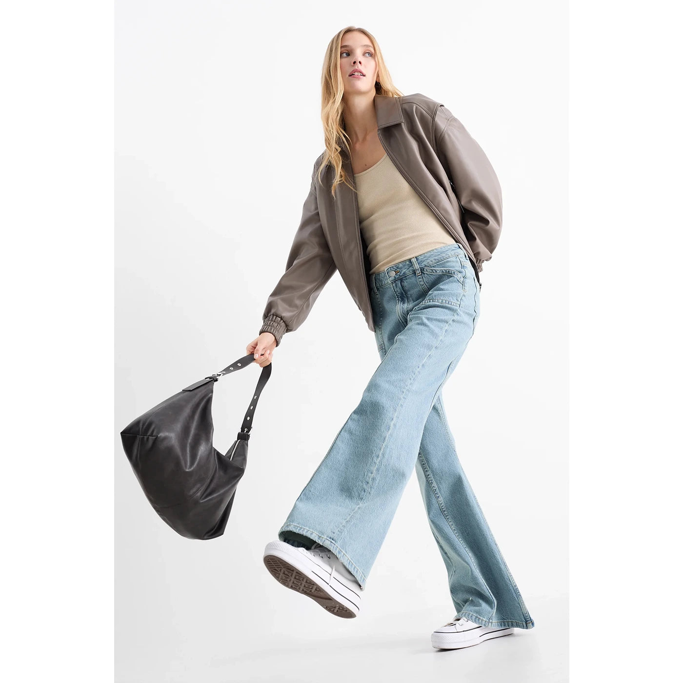 Light Blue Wide Flare Jeans | Montivo Pakistan