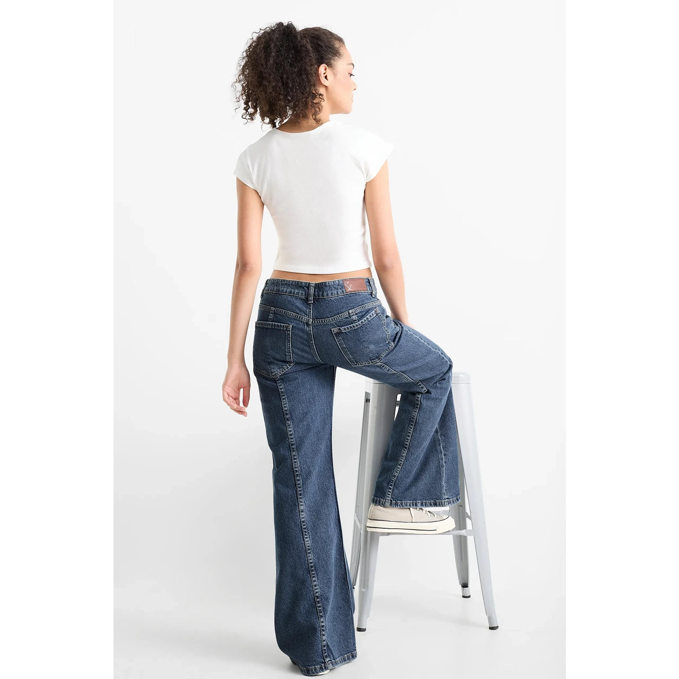 Dark Blue Wide Flare Jeans | Montivo Pakistan