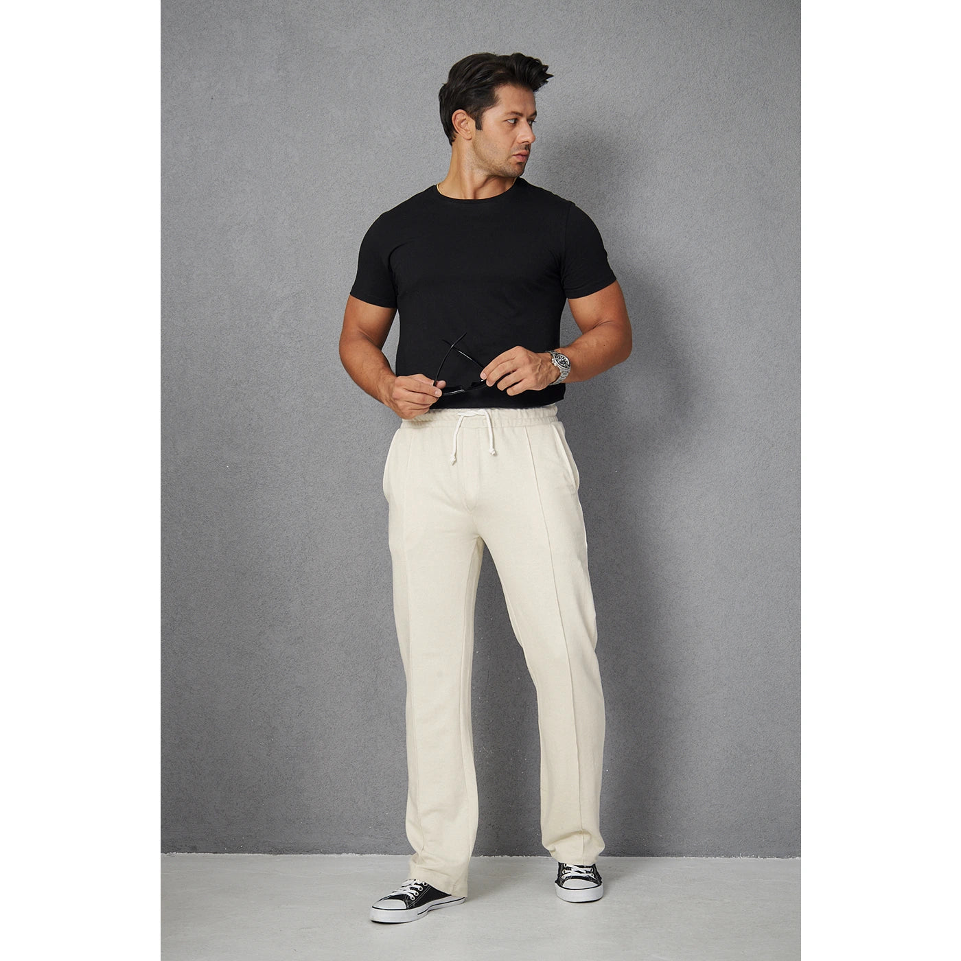 Beige Front Seam Baggy Trousers | Montivo Pakistan