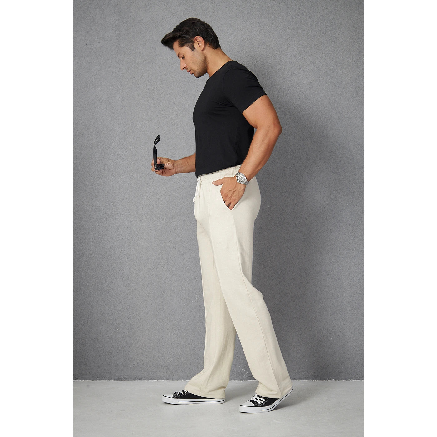 Beige Front Seam Baggy Trousers | Montivo Pakistan