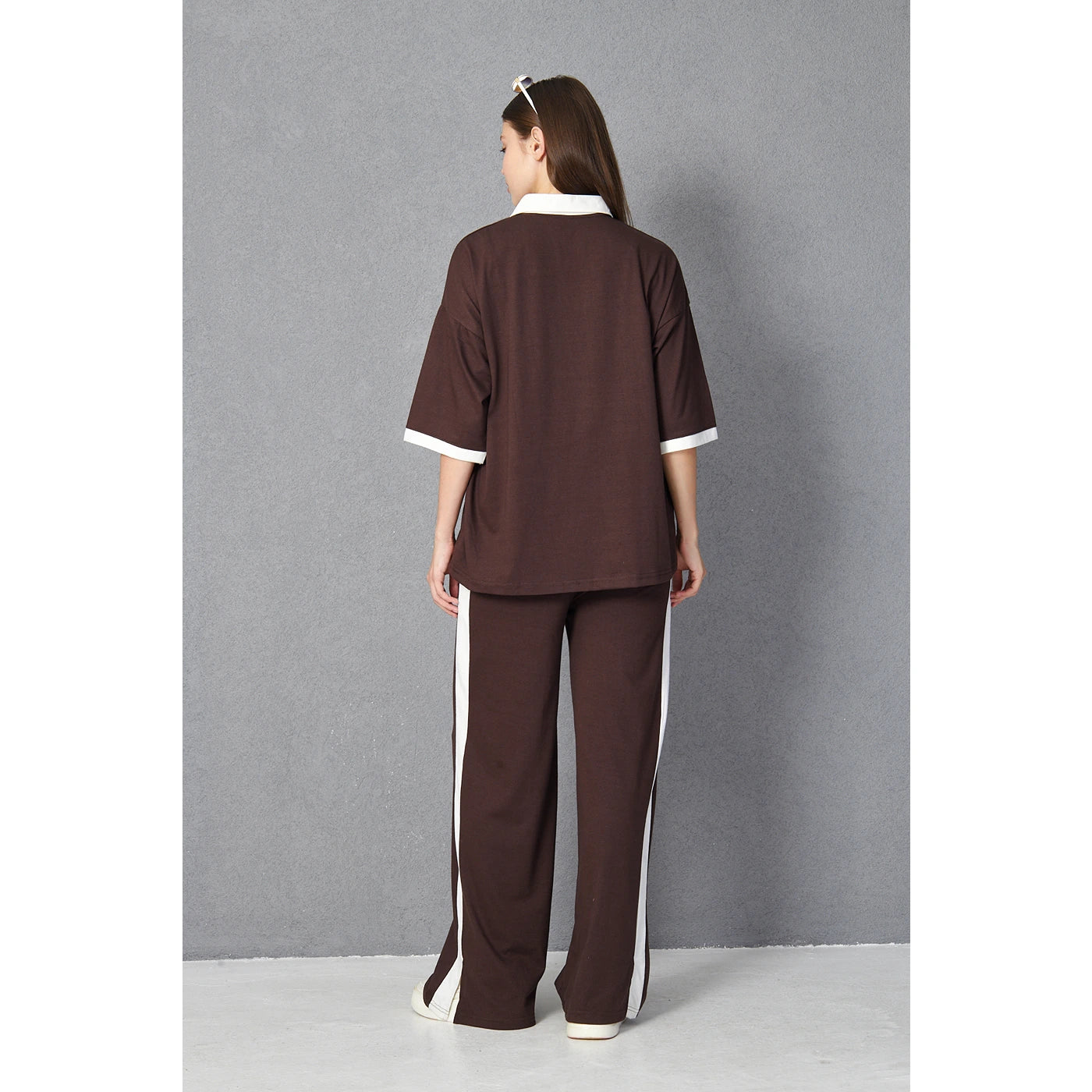 Brown Side Panel Split Hem Trousers | Montivo Pakistan