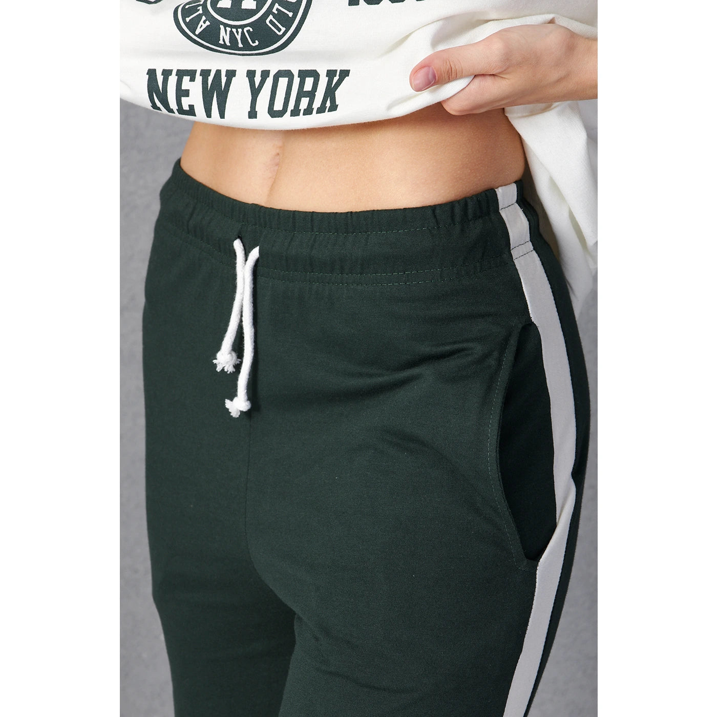 Green Side Panel Split Hem Trousers | Montivo Pakistan