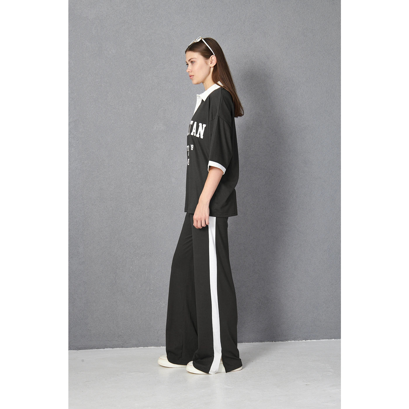 Grey Side Panel Split Hem Trousers | Montivo Pakistan