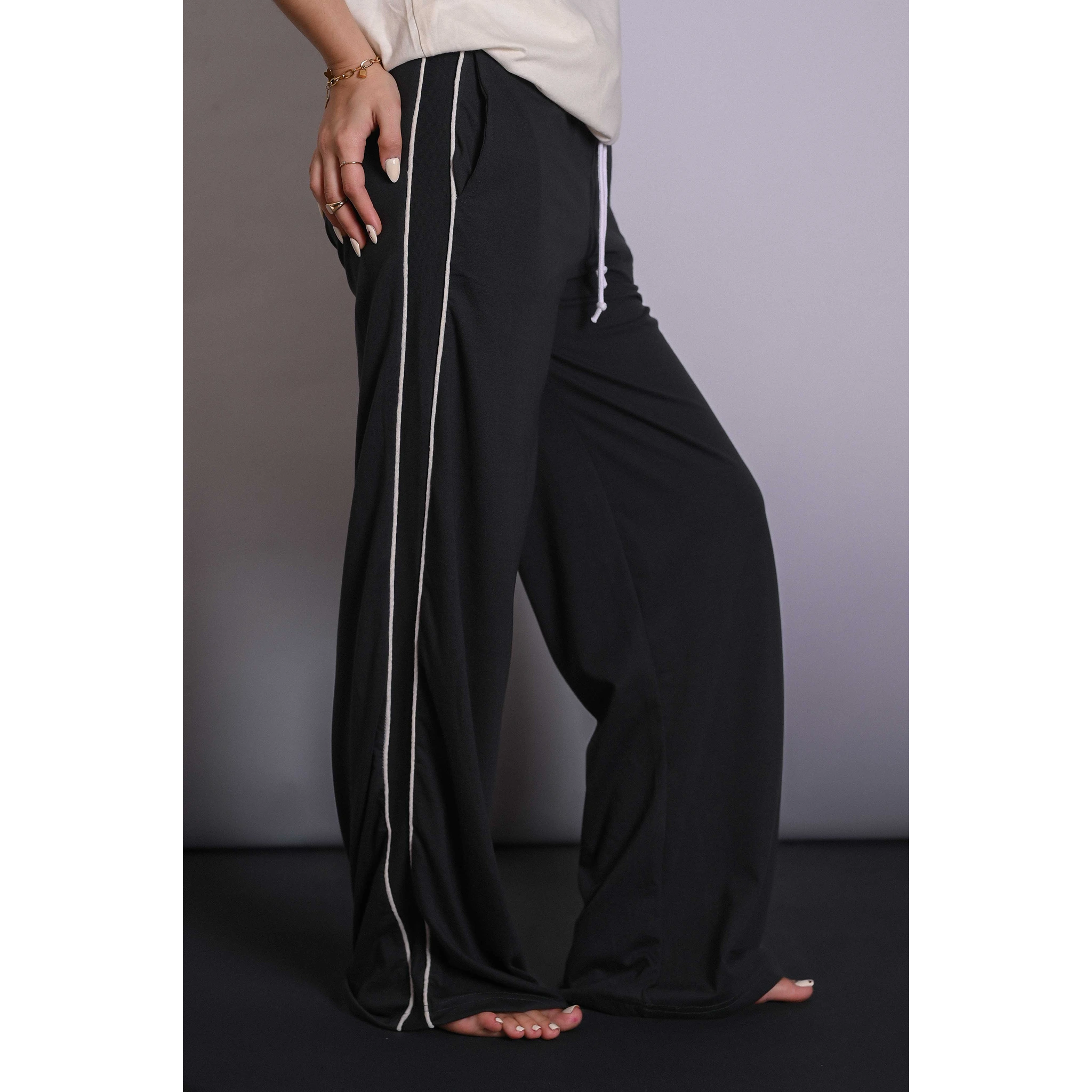 Steel Grey Side Stripes Trousers | Montivo Pakistan