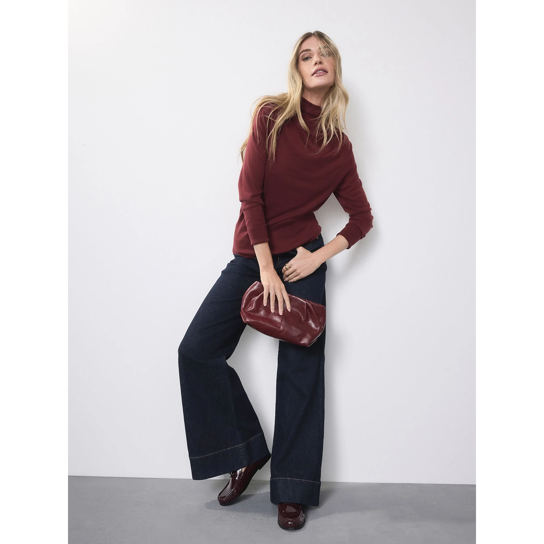 Rinse Blue High Rise Stretch Wide Leg Jeans | Montivo Pakistan