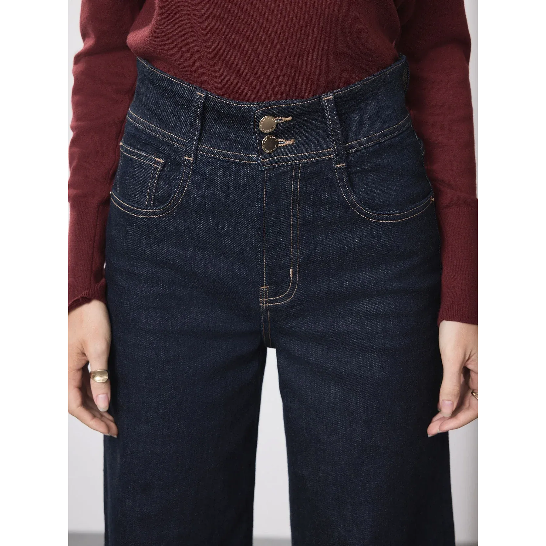 Rinse Blue High Rise Stretch Wide Leg Jeans | Montivo Pakistan