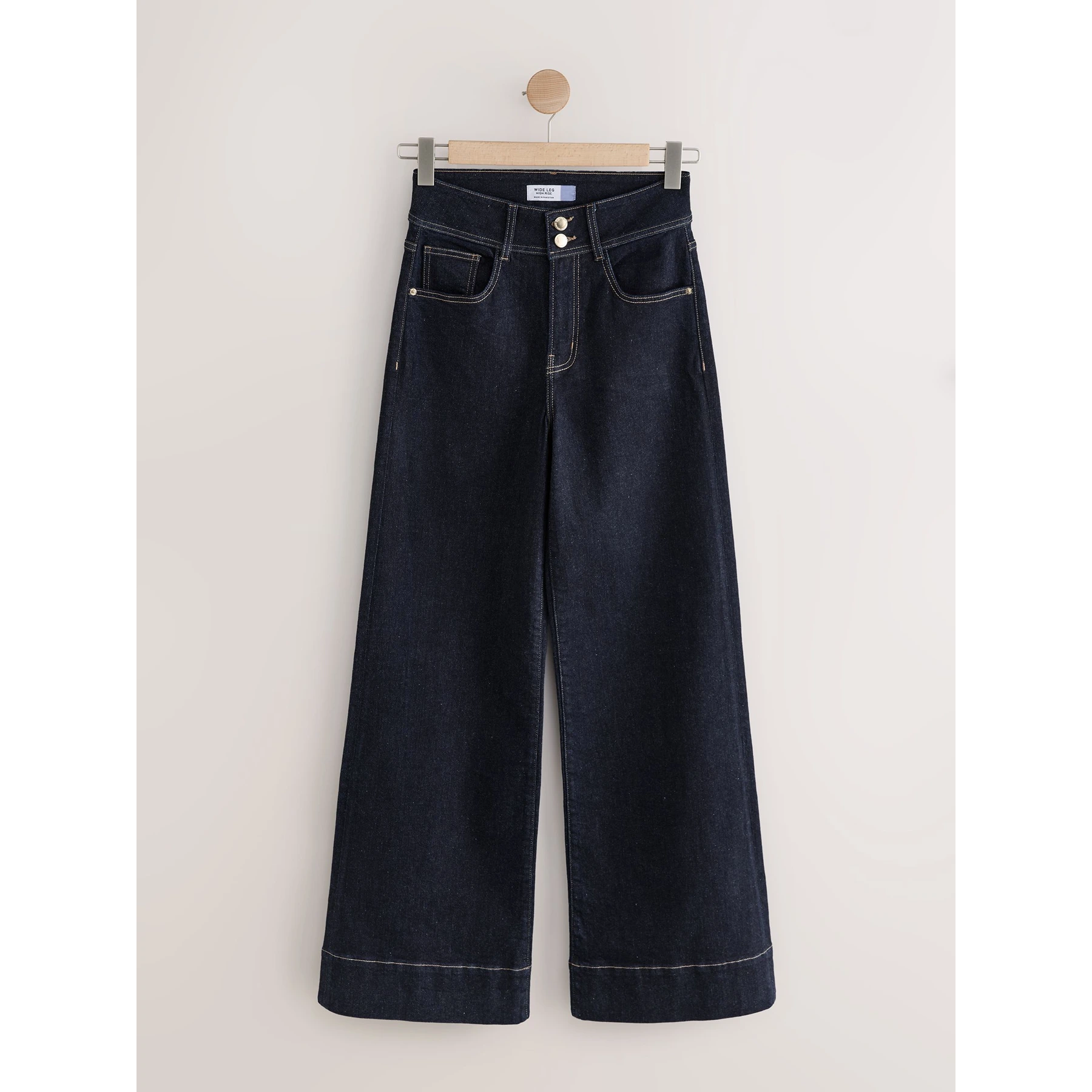 Rinse Blue High Rise Stretch Wide Leg Jeans | Montivo Pakistan