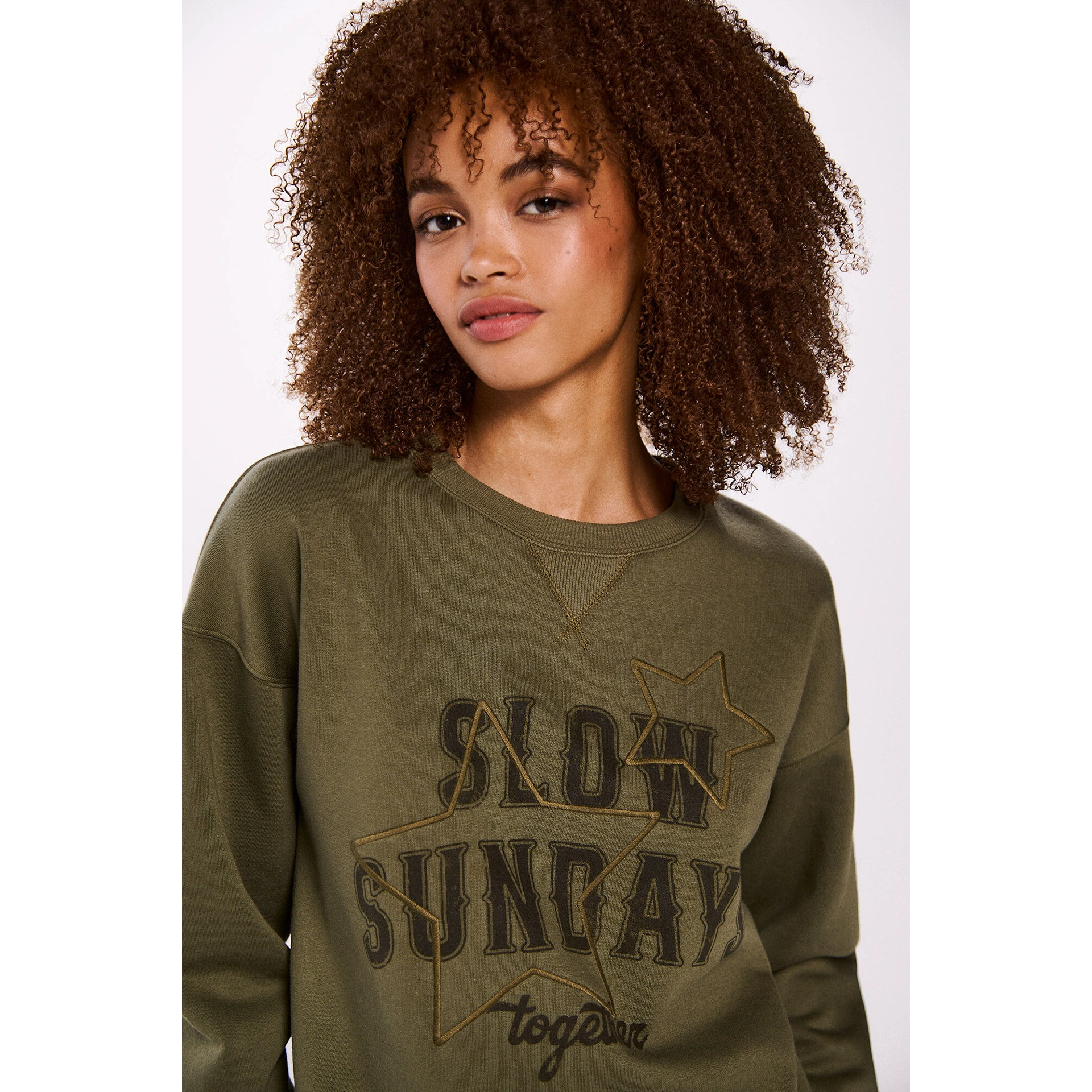 Slow Sunday Olive Oversized Sweatshirt | Montivo Pakistan